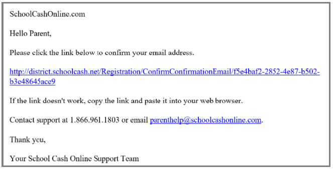 Image of Confirmation Email