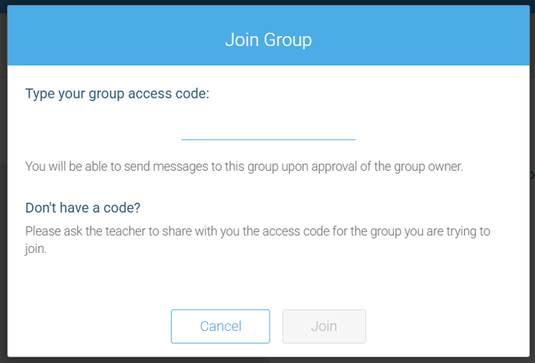 A screenshot of a join group window