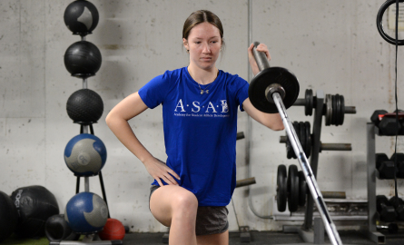 Student working out alone