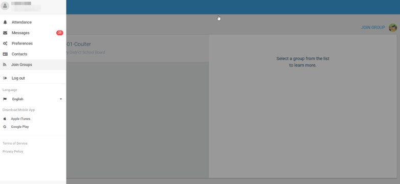 A screenshot of the school messenger dashboard